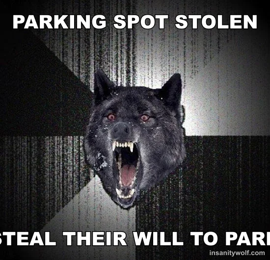 Insanity Wolf: PARKING SPOT STOLEN - STEAL THEIR WILL TO PARK